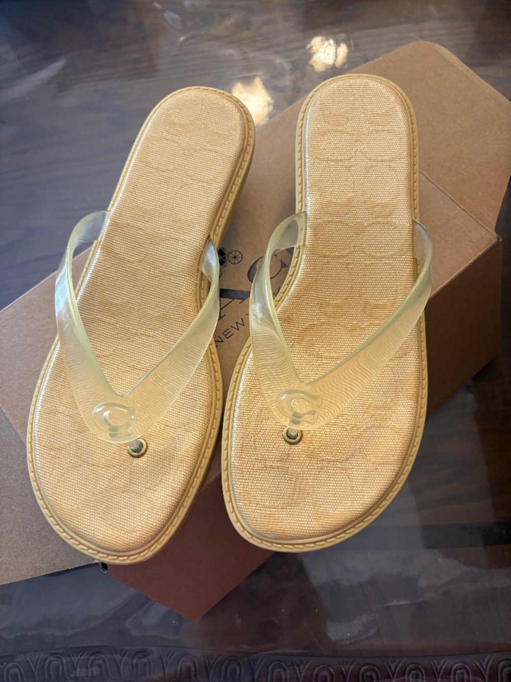 Coach Women’s Vanilla Jelly Thong Kitten Heel Sandals